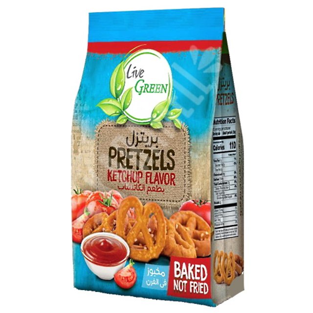 Pretzels Baked Ketchup Flavor - Live Green - Importado Egito