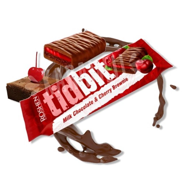 Biscoito Cobertura Chocolate e Recheio Brownie Cereja - TidBit - Ucrânia