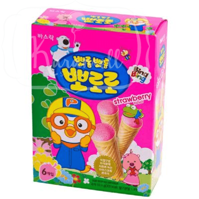 Pororo BingBing Ice Corn Strawberry - Sorvete Quente - Importado da Coreia