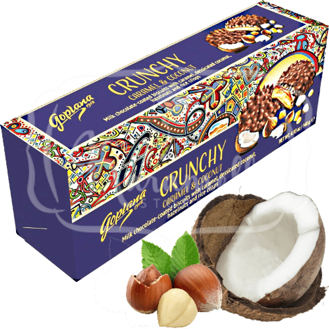 Biscoito Crunchy Caramel & Coconut da Goplana - Importado da Polônia