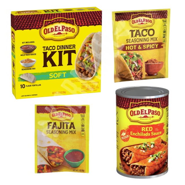 Kit 4 Mix Tortilla & Molho & Temperos - Old El Paso - EUA