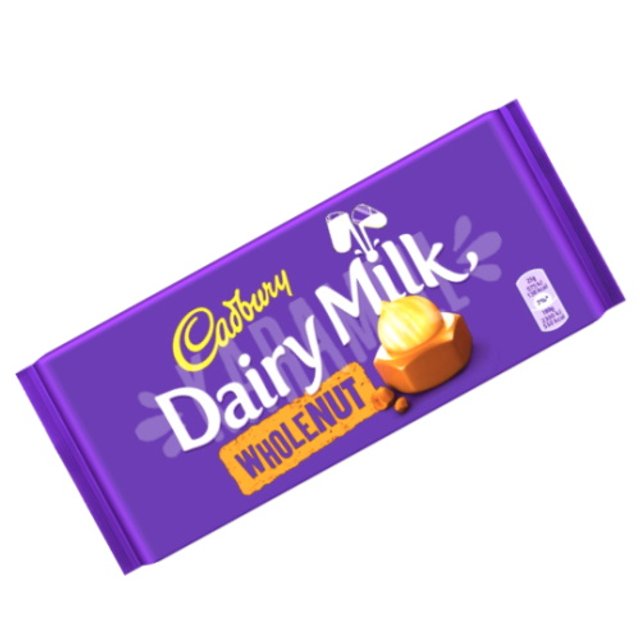 Dairy Milk Wholenut - Chocolate & Avelãs Cadbury - Inglaterra 