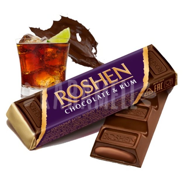 Chocolate Meio Amargo da Roshen com Recheio Rum - Importado da Hungria
