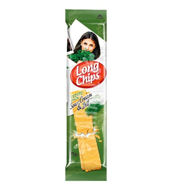 Snack de Batata Long Chips Frontera - Sabor Creme Azedo e Endro - Letônia