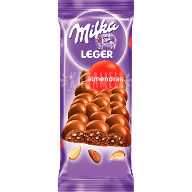 Milka Leger Almendras - Chocolate ao leite com Amêndoas - Argentina