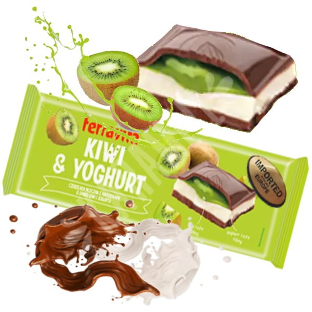 Chocolate ao Leite Terravita Kiwi Yoghurt - Importado Polônia