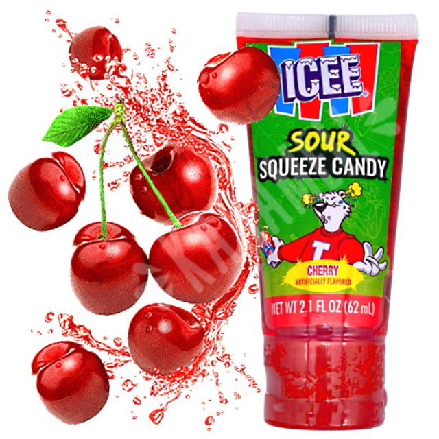Bala Líquida Icee Sour Squeeze Candy Cherry Importado Karamell Store 4879