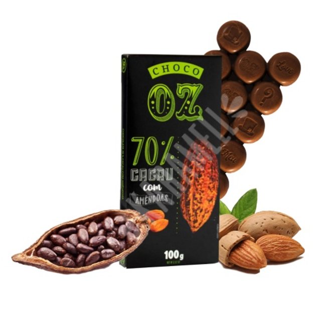 Chocolate 70% Cacau com Amendoas - Choco OZ