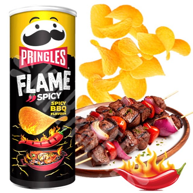 Pringles Flame Spicy BBQ Sabor Churrasco Apimentado - Bélgica