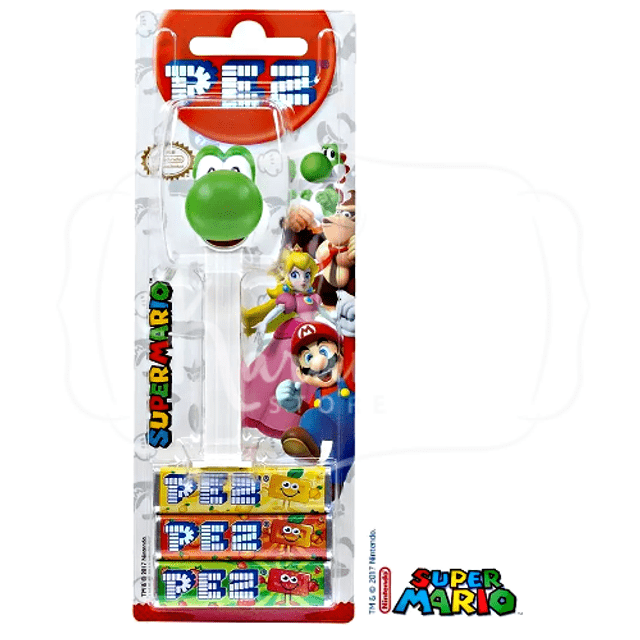 Pastilhas PEZ Yoshi (Super Mario) - Pastilhas + Dispenser - Importado