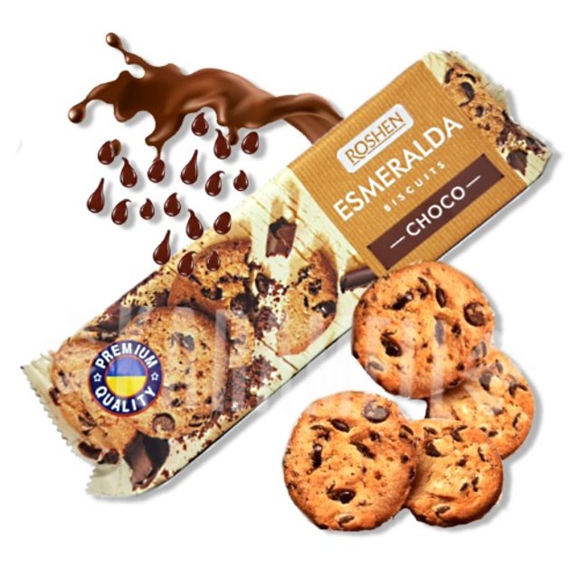 Biscoitos Cookies Esmeralda Choco - Roshen - Importado Ucrânia