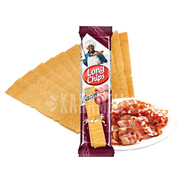 Snack de Batata Long Chips Frontera - Sabor Bacon - Letônia