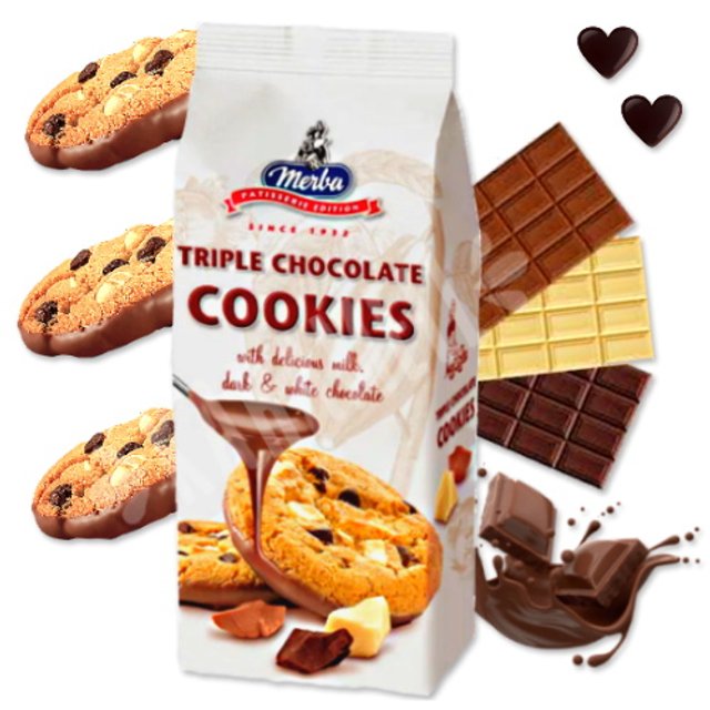 Cookies Triple Chocolate - Merba - Importado Holanda