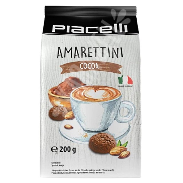 Amarettini Cocoa Piacelli - Biscoito de Damasco e Cacau - Itália 