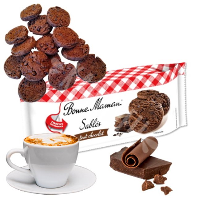 Biscoitos Cookies Sablés Tout Chocolat - Bonne Maman - França