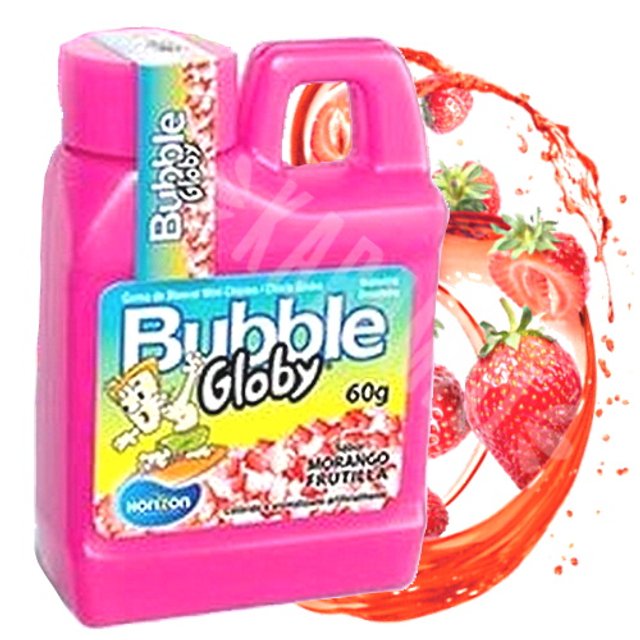 Chicletes Mini Bubble Globy sabor Morango