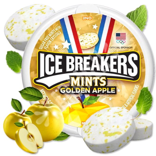 Balas Golden Apple Mints Sugar Free - Ice Breakers - Importado EUA