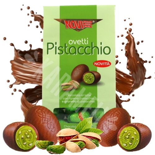 Ovetti Pistacchio Novi - Chocolate ao Leite e Pistache - Itália