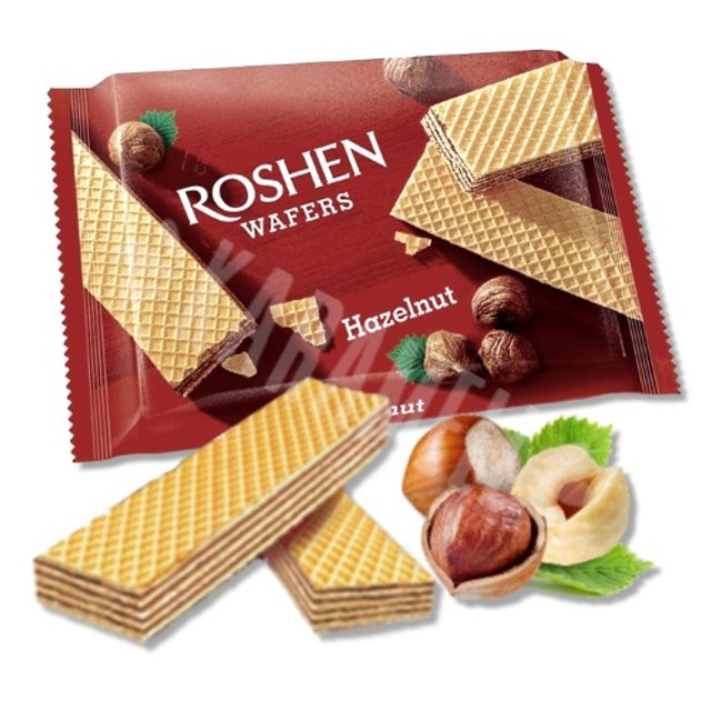 Biscoitos Wafers Hazelnut - Roshen - Importado Ucrânia