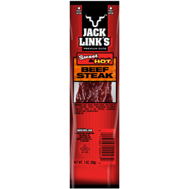 Jack Link's Sweet & Hot Beef Steak - Snack de Carne e Especiarias - Importado EUA - 28gr