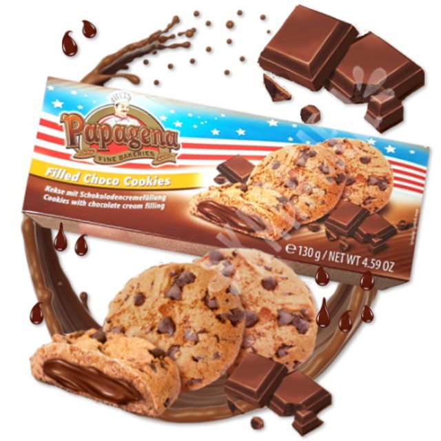 Biscoitos Cookies Filled Choco  - Papagena - Importado Austria
