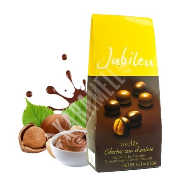 Avelãs cobertas com Chocolate ao Leite - Jubileu - Importado Portugal