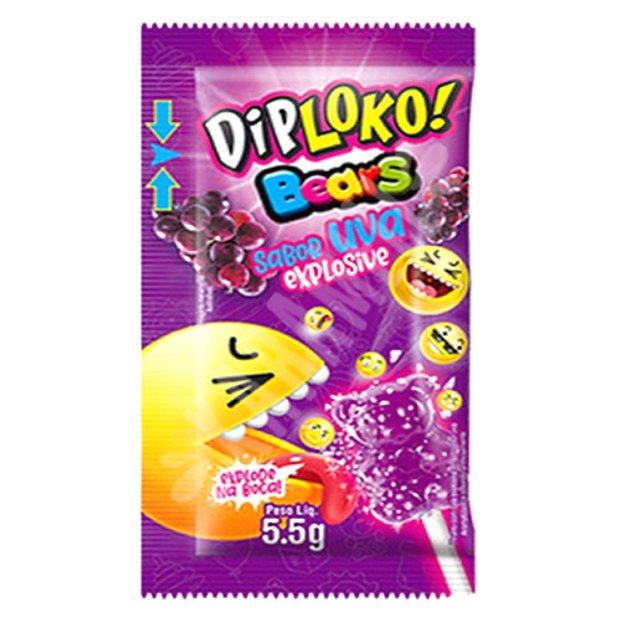 Pirulito Explosivo Bears Sabor Uva - Dip Loko - Importado | Karamell Store