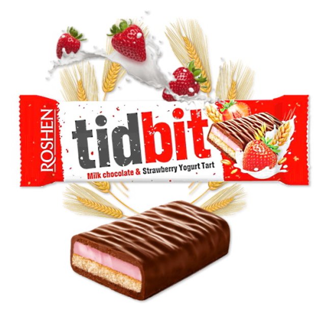 TidBit Milk Chocolate & Strawberry Yogurt - Roshen - Ucrânia