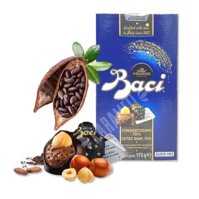 Chocolate Fondentissimo Extra Dark 70% Hazelnuts - Baci - Italia