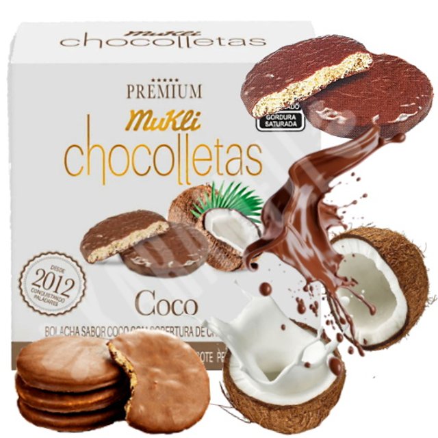 Biscoito Coco Chocolate Premium Chocolletas - Mukli Alfajores