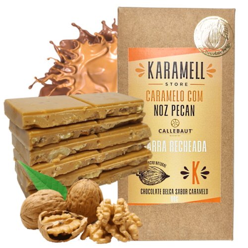 Chocolate Belga ao Leite 33% Noz Pecan com Caramelo - Linha