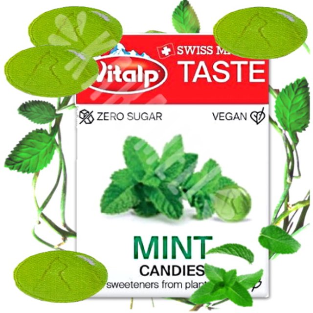 Balas Zero Sugar Mint Candies - Vitalp - Importado Suíça