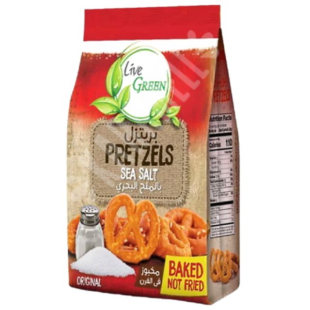 Pretzels Baked Sea Salt Flavor - Live Green - Importado Egito