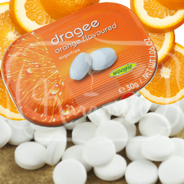 Pastilhas Sugar Free - Dragee Orange da Woogie - Importado da Áustria
