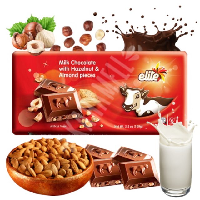 Chocolate Milk with Hazelnuts e Almonds - Elite - Importado Israel