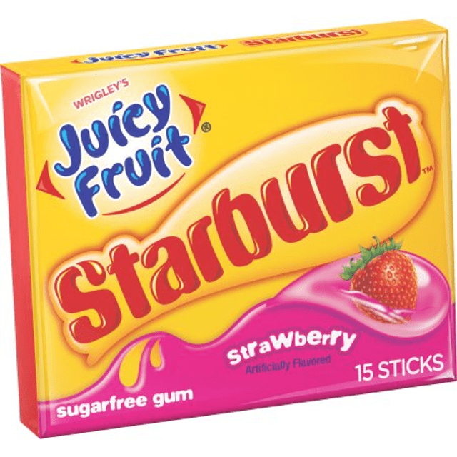 Juicy Fruit Starburst - Chiclete Morango Sem Açúcar - Importado EUA
