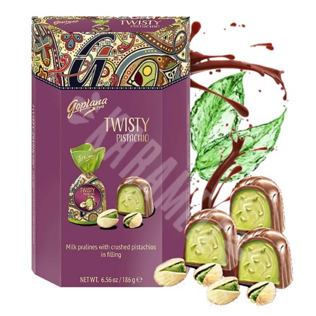 Chocolate Goplana - Bombons Twisty Pistachio - Importado da Polônia