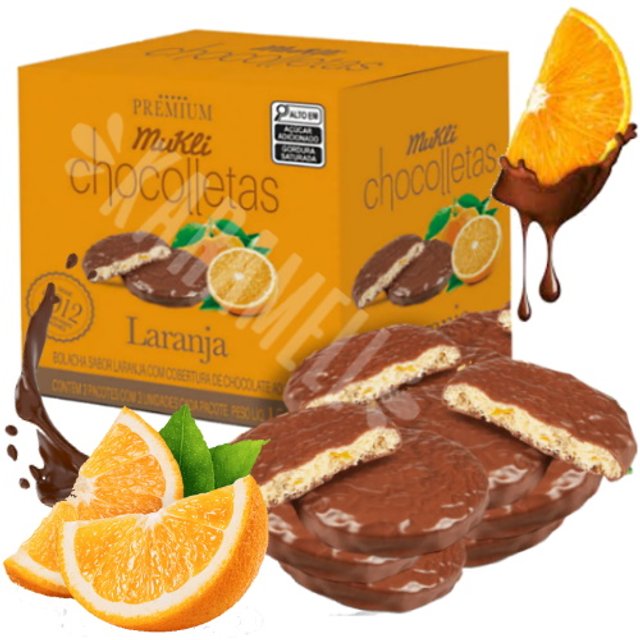 Biscoito Laranja Chocolate Premium Chocolletas - Mukli Alfajores