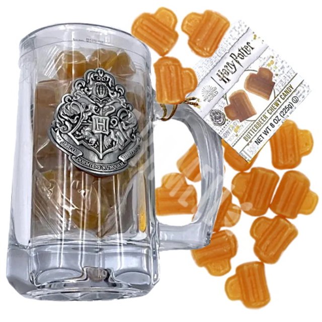 Caneca de vidro Harry Potter Brasão - Balas Jelly Belly Butterbeer