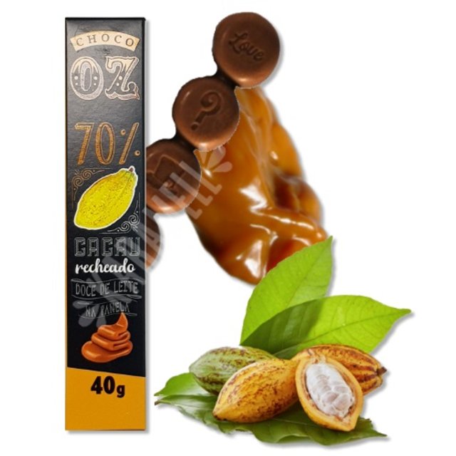 Chocolate 70% Cacau Recheado Doce de Leite na Panela - Choco Oz