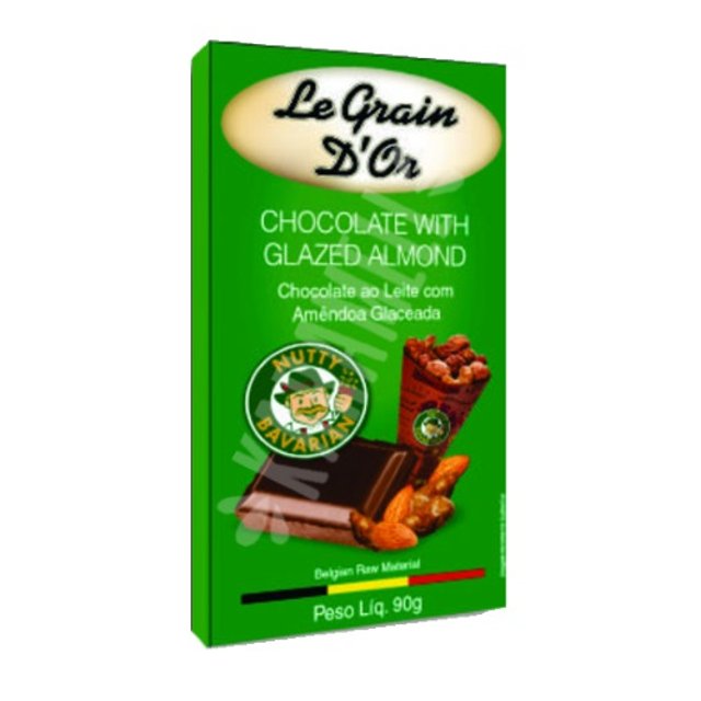 Chocolate Leite Nutty Bavarian Amêndoa Glaceada - Le Grain D'or - Bélgica