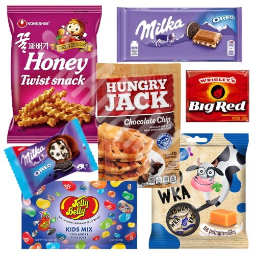 Kit Box 7 Itens Importados Variados - Chocolates Snacks Guloseimas ...