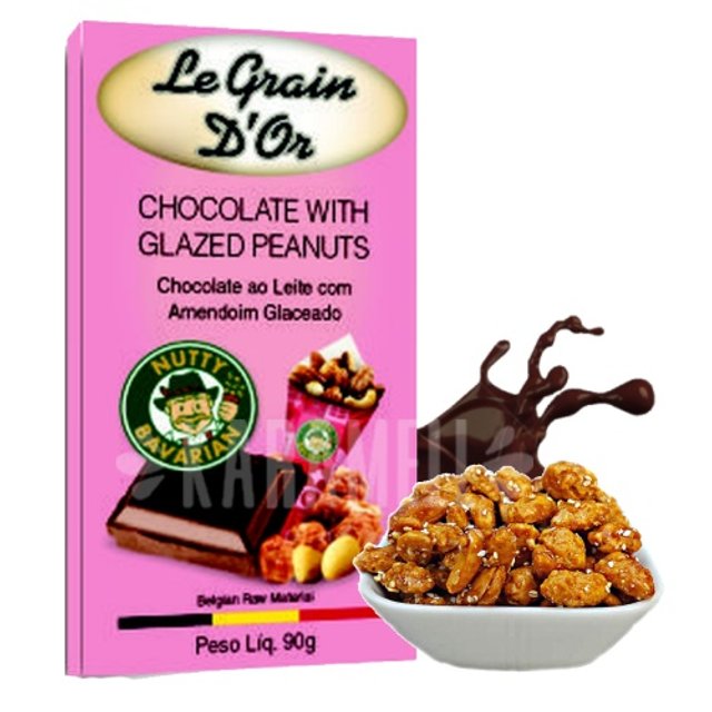 Chocolate Leite Nutty Bavarian Amendoim Glaceado - Le Grain D'or - Bélgica