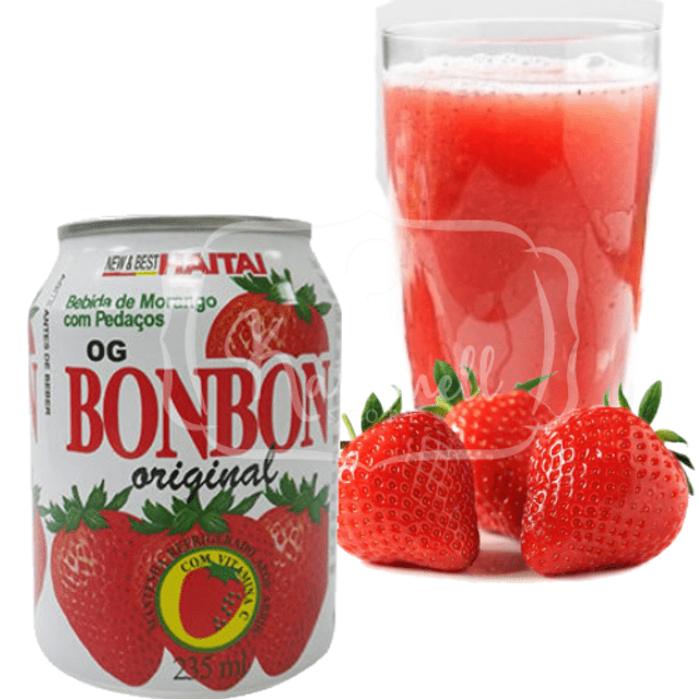 BonBon Morango Haitai - Suco Morango Com Pedaços da Fruta - Importado