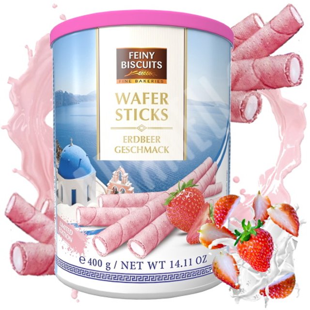 Wafer Sticks Feiny Biscoito Creme Morango - Importado Áustria