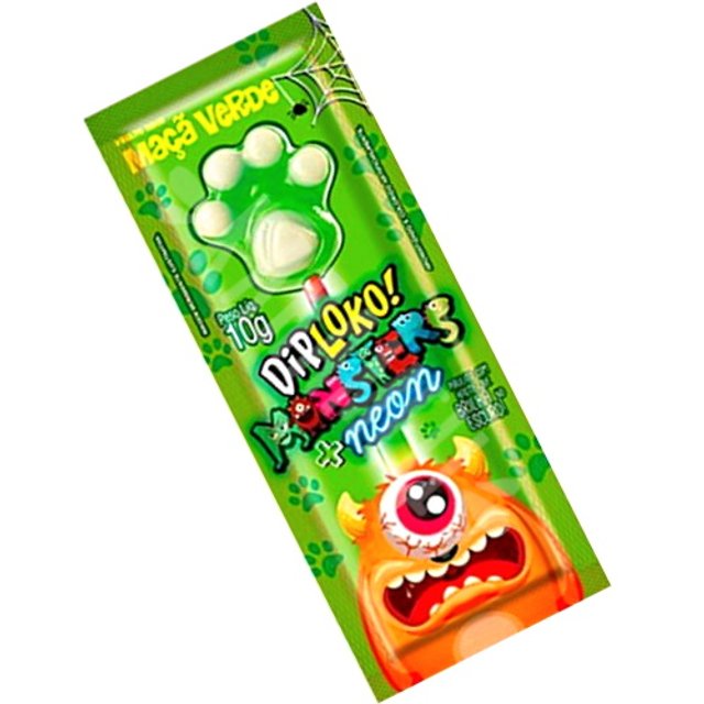 Pirulito Monster Pata Neon Sabor Maçã Verde - Dip Loko - Importado