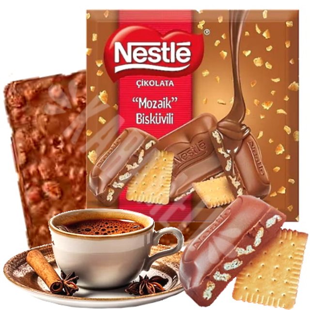 Chocolate ao Leite Mozaik Biscüvili - Nestlé - Importado Turquia 