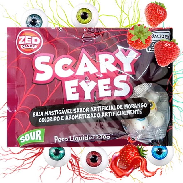 Balas Mastigáveis Scary Eyes Strawberry - Importado