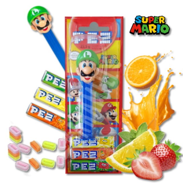 Pastilhas Pez Super Mario Luigi + Dispenser -  Importado Hungria