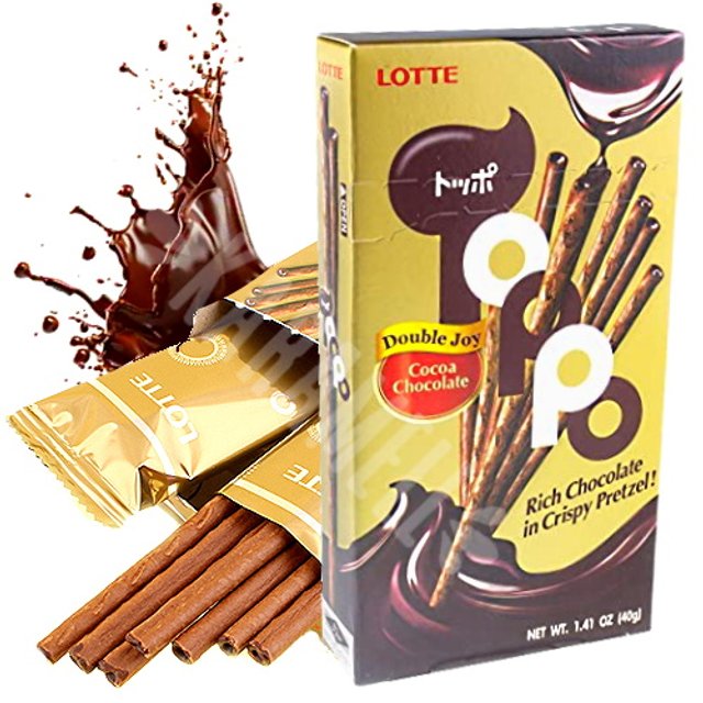 Biscoito Toppo Cocoa Pretzel Chocolate - Lotte - Importado Tailândia